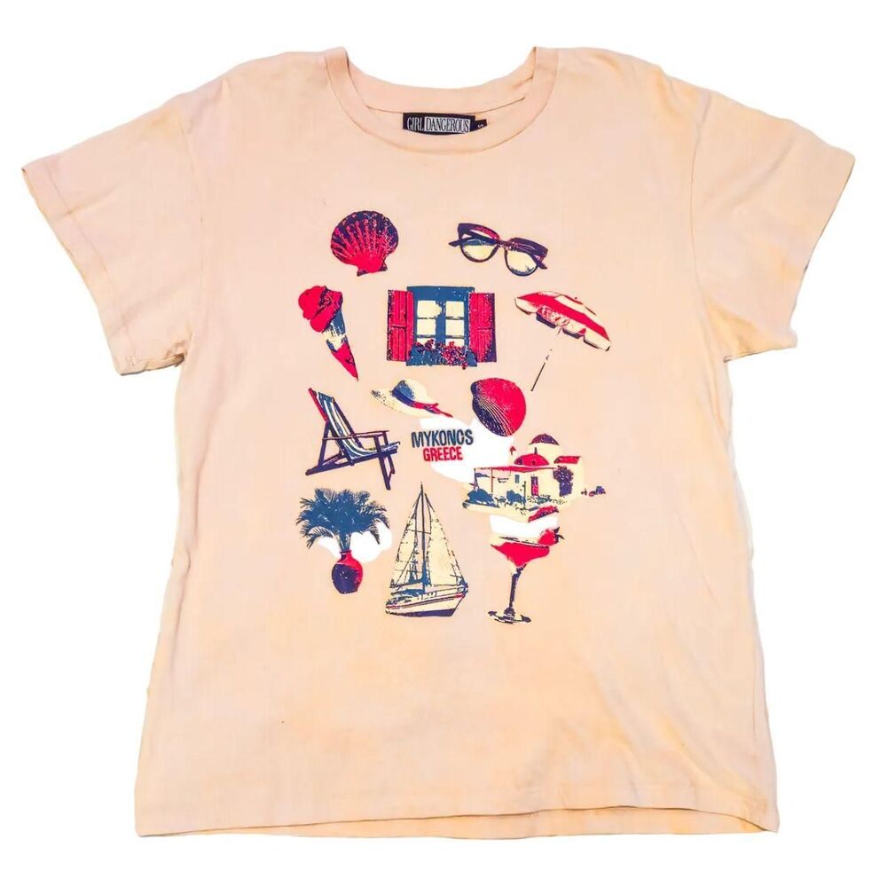 Girl Dangerous Boyfriend Tee Vintage Style Mykanos Greece Women's Size S or XL
